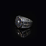 925 Sterling Silver Sapphire Rotating Sword Ring for Men - Sapphire and 925 Sterling Silver Ring - Birthday Gifts — image 4