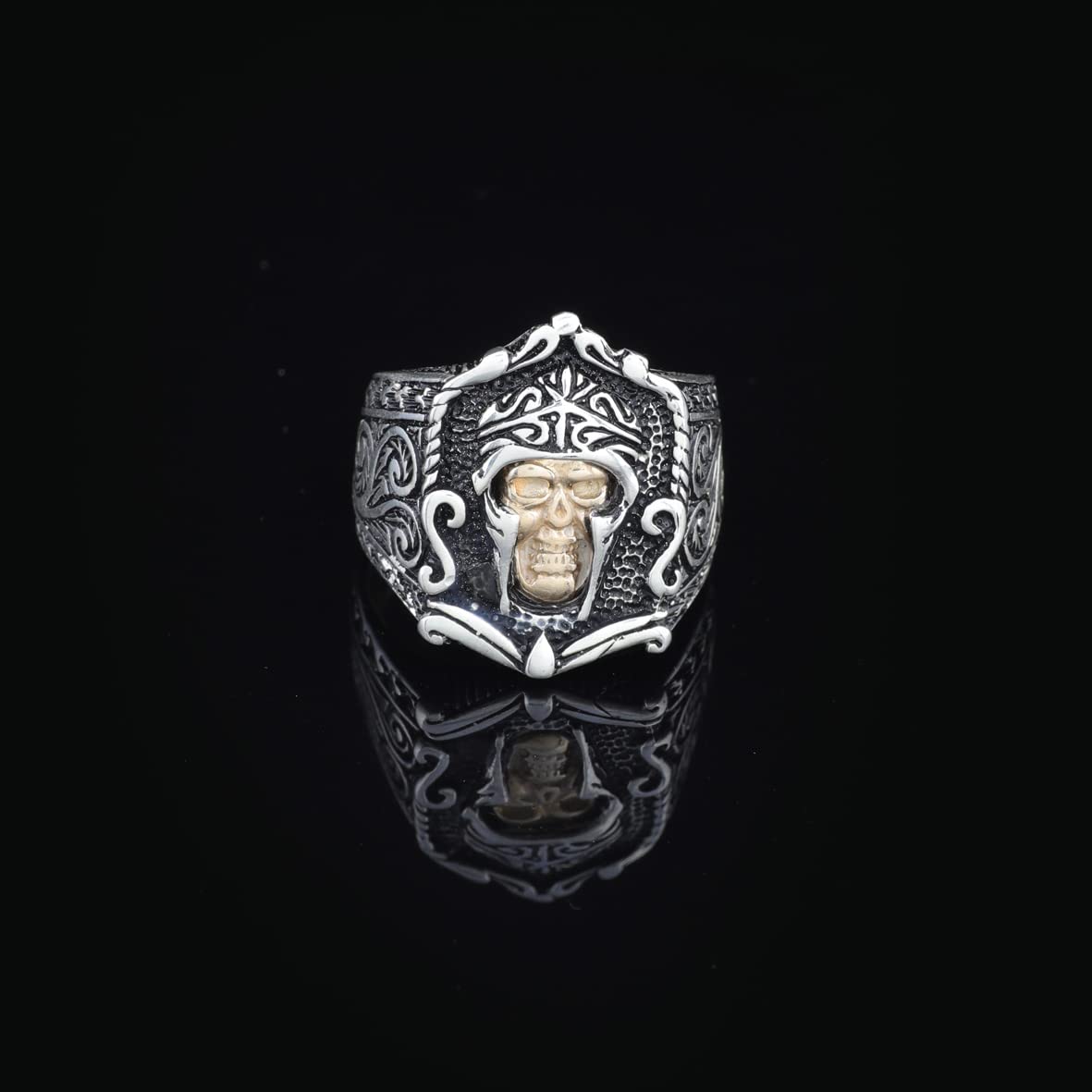 925K Sterling Silver Gold plated Skull Ring