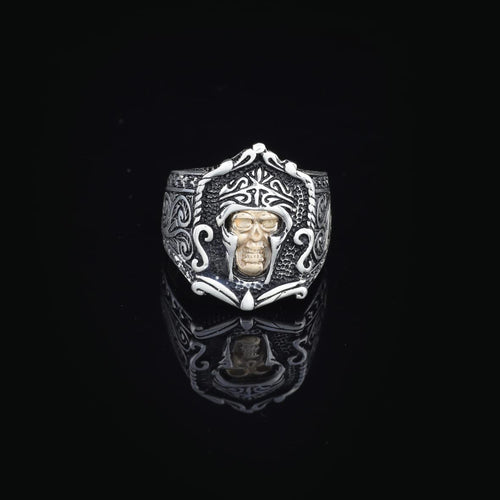 925K Sterling Silver Gold plated Skull Ring