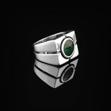 Handmade Emerald Gemstone Signet Ring - Sterling Silver Vintage Pinky Ring for Men — image 4