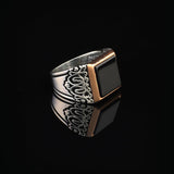 Men's Vintage Onyx Signet Ring - Handmade Pinky Ring in Sterling Silver — image 4