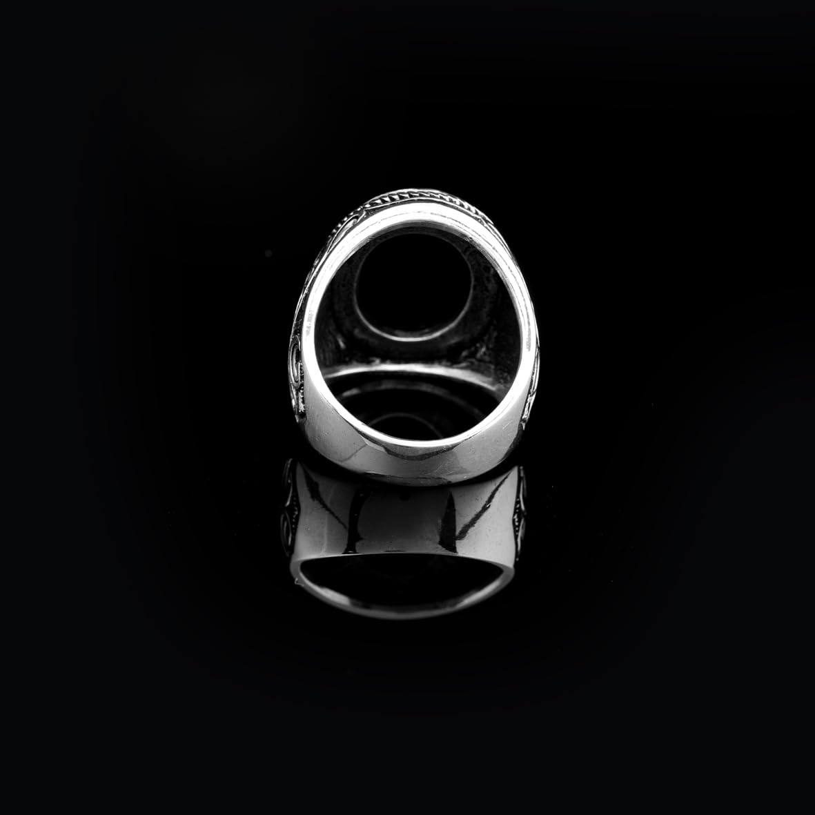 Vintage Ottoman Onyx Ring for Men with Ovale Gemstone – Handmade Sterling Silver Engagement Ring with Custom Engraving – Mens Silver Rings with Gift Silver Polishing Cloth
