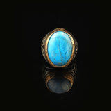 Mens Turquoise Ring – Ottoman Signet Vintage 925 Sterling Silver Engagement Ring – Promise Ring for Him – Gift for Husband — image 3