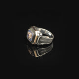 Handmade Vintage Sapphire Ring for Men - Polished 925 Sterling Silver Turkish Gemstone Engagement Ring with Silver Polishing Cloth Gift — image 5