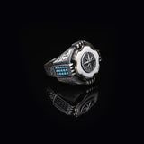 925 Sterling Silver White Turquoise and Pole Star Rotating Ring for Men - White Turquoise and Pole Star Design - Birthday Gifts — image 3