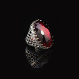 Vintage Ottoman Garnet Ring - Handmade Large Gemstone Ring for Men — image 4