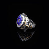 Lapis Lazuli Ring with Micro Sapphire: Vintage Handmade 925 Sterling Silver Men's Gemstone Ring with Silver Polishing Cloth Gift — image 4