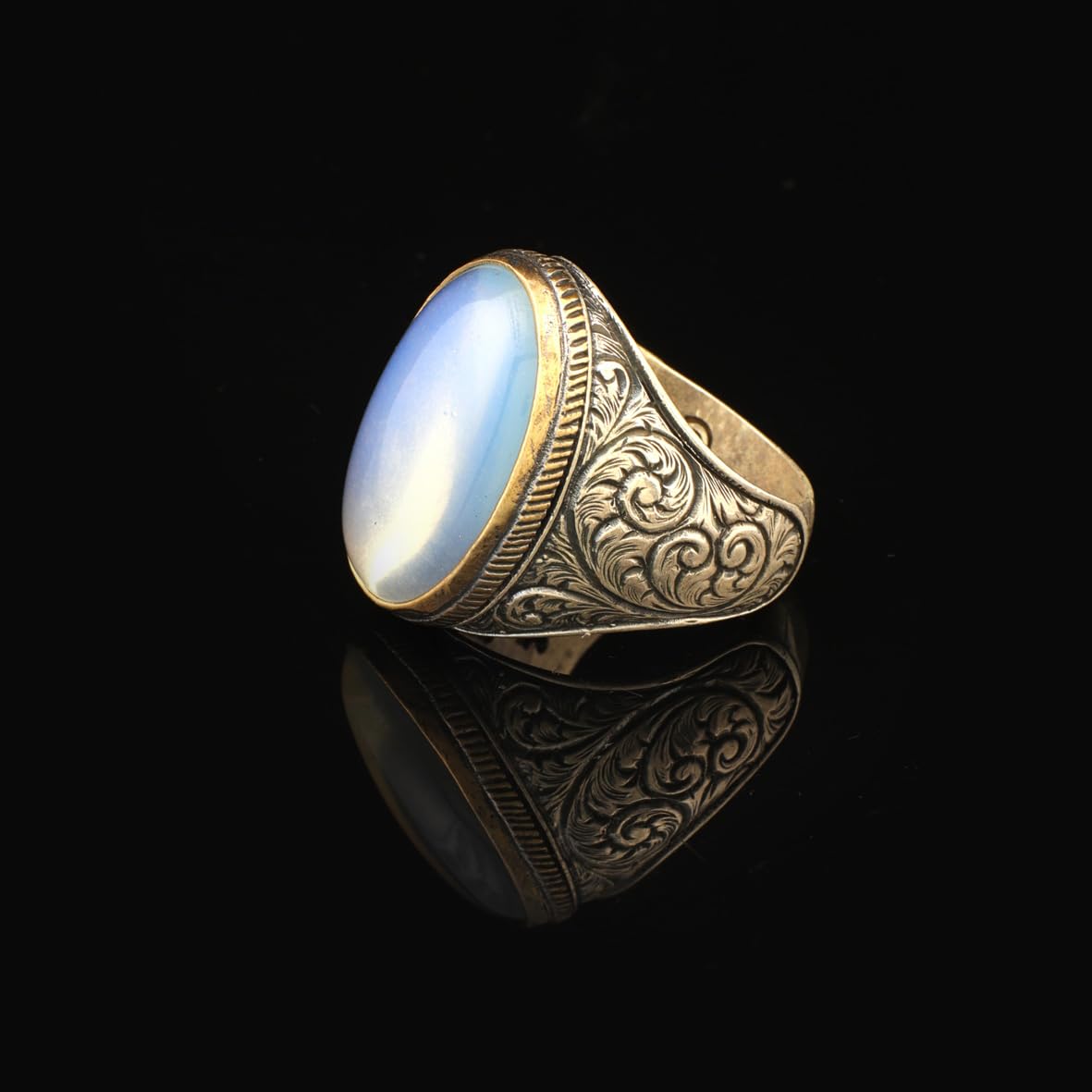 Moonstone Ring Ottoman Vintage 925 Sterling Silver Ring Promise Ring for Him Engagement Ring Gemstone Ring Gift for Husband Jewelry