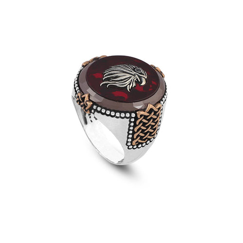 925K Sterling Silver Ruby Ring Men