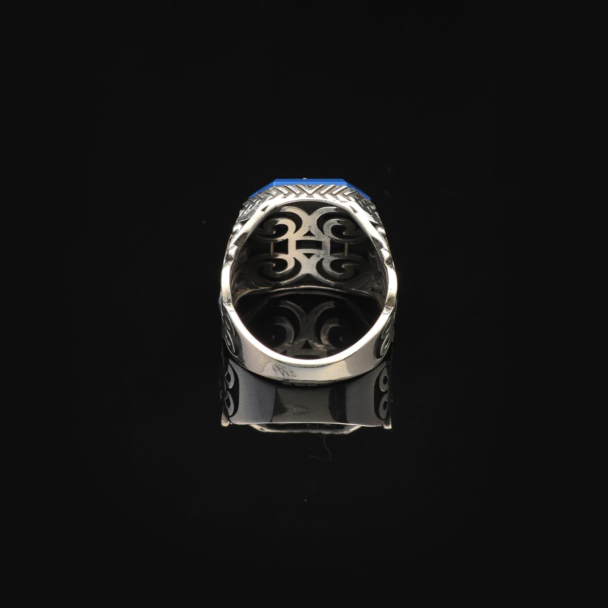 Handmade Vintage Blue Sapphire Ring - Polished 925 Sterling Silver Men's Gemstone Ring