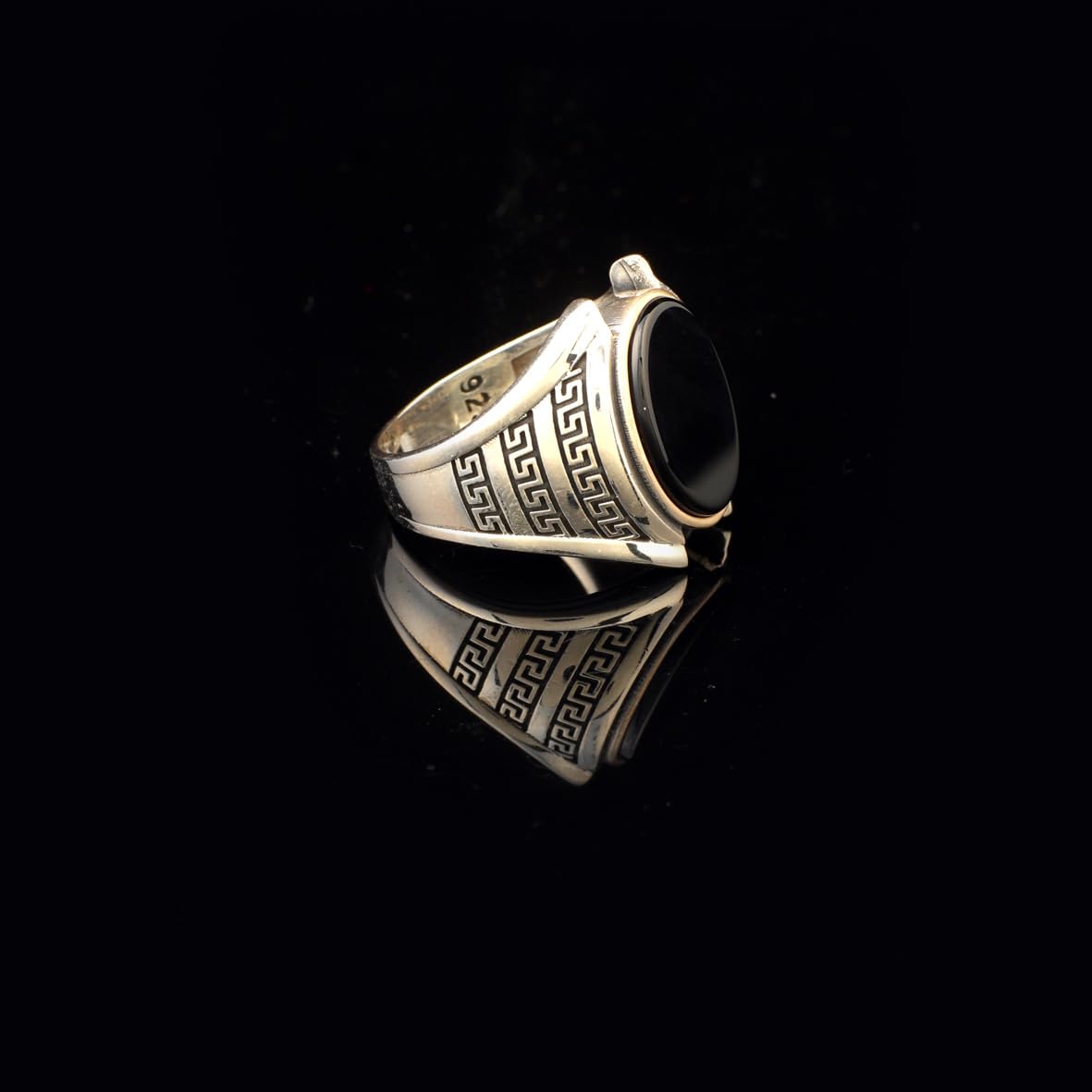 Onyx Ring Gemstone Ring Ottoman Statement Ring Vintage Ring Sterling Silver Ring Pinky Ring Silver Signet Ring Gift for Him