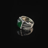 Handmade Jade Gemstone Square Stone Pinky Ring for Men Vintage 925 Sterling Silver — image 5