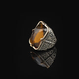 Vintage Large Citrine Ring for Men - 925 Sterling Silver Turkish Handmade Polished Engagement Ring with Silver Polishing Cloth Gift — image 5