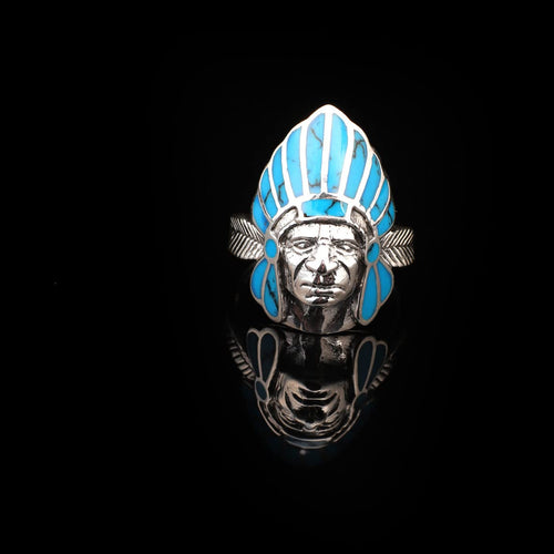 American Indian Chief Handmade Silver Men Ring