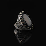 Men's Black Onyx Ring - Chunky Sterling Silver Engagement Ring with Ottoman Design — image 4