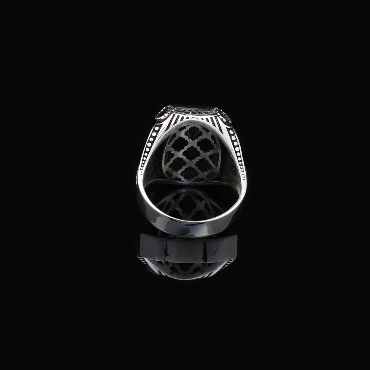 Square Ottoman Ring with Black Onyx - Stylish Square Ottoman Ring Featuring Black Onyx - Handcrafted 925 Sterling Silver Men's Ring - Birthday Gifts