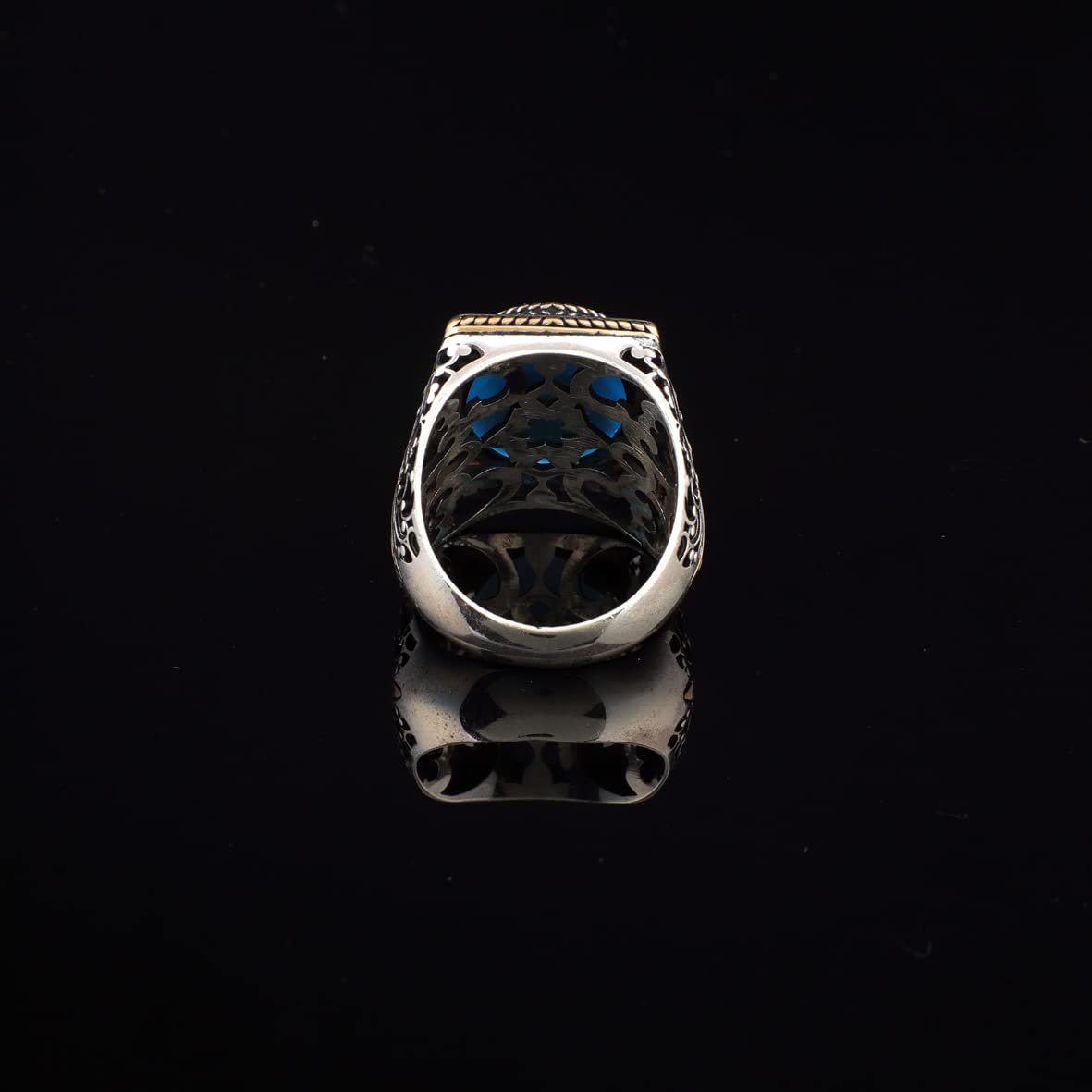 Man Silver Aquamarine Stone Ring