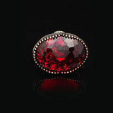 Men's 925 Sterling Silver Garnet Ring - Large Oval Vintage Stone — image 3