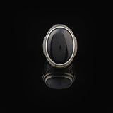 Space Onyx Stone Ring – Large Chunky Sterling Silver Ring with Micro Sapphire Stone — image 2