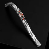 Handmade Garnet Bracelet for Men – Gothic Vintage Chain Bracelet in Sterling Silver – Made to Order — image 2