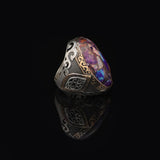 Special Turquoise Stone Ring – Large Oval Stone in Polished 925 Sterling Silver — image 4