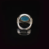 Handmade Turquoise Gemstone Round Stone Engagement Ring for Men Vintage 925 Sterling Silver — image 3