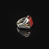 Handmade Vintage Men's Carnelian Ring - Polished 925 Sterling Silver Turkish Gemstone Engagement Ring with Silver Polishing Cloth Gift — image 4