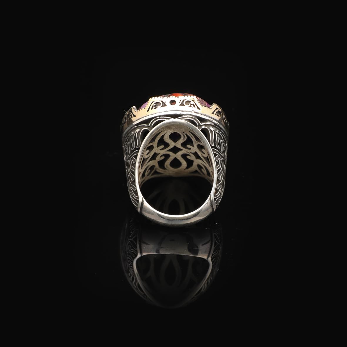Special Turquoise Men’s Ring with Large Oval Stone – Vintage 925 Sterling Silver Ring