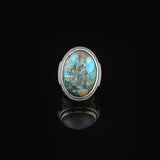 Handmade Special Turquoise Gemstone Ring – Large Chunky Ottoman Sterling Silver Ring for Men – Micro Sapphire Accent – Vintage Style Engagement Ring with Custom Engraving — image 2