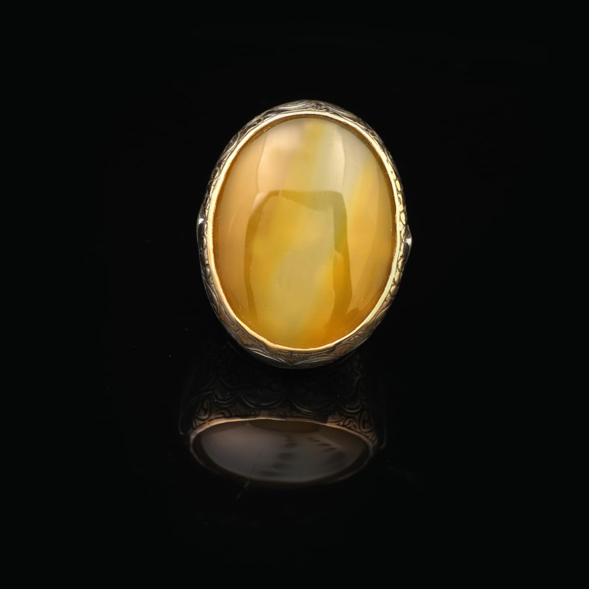 Handmade Ottoman Agate Ring: Vintage Sterling Silver Statement Ring