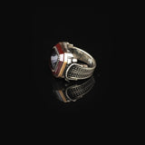 Handmade Vintage Garnet Ring - Men's 925 Sterling Silver Gemstone Ring - Turkish Design — image 5