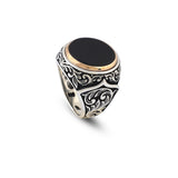 Handmade Black Onyx Signet Ring - Vintage Sterling Silver Pinky Ring for Men - Custom Engraving Available - Ottoman Style Jewelry - Perfect Engagement Ring — image 1