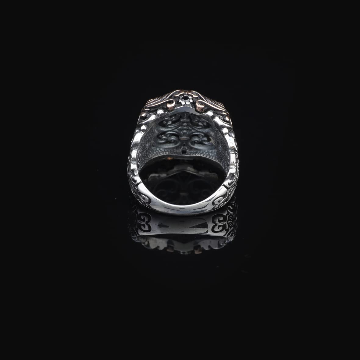Black Onyx Ring with Vibrant Ottoman-Inspired Patterns