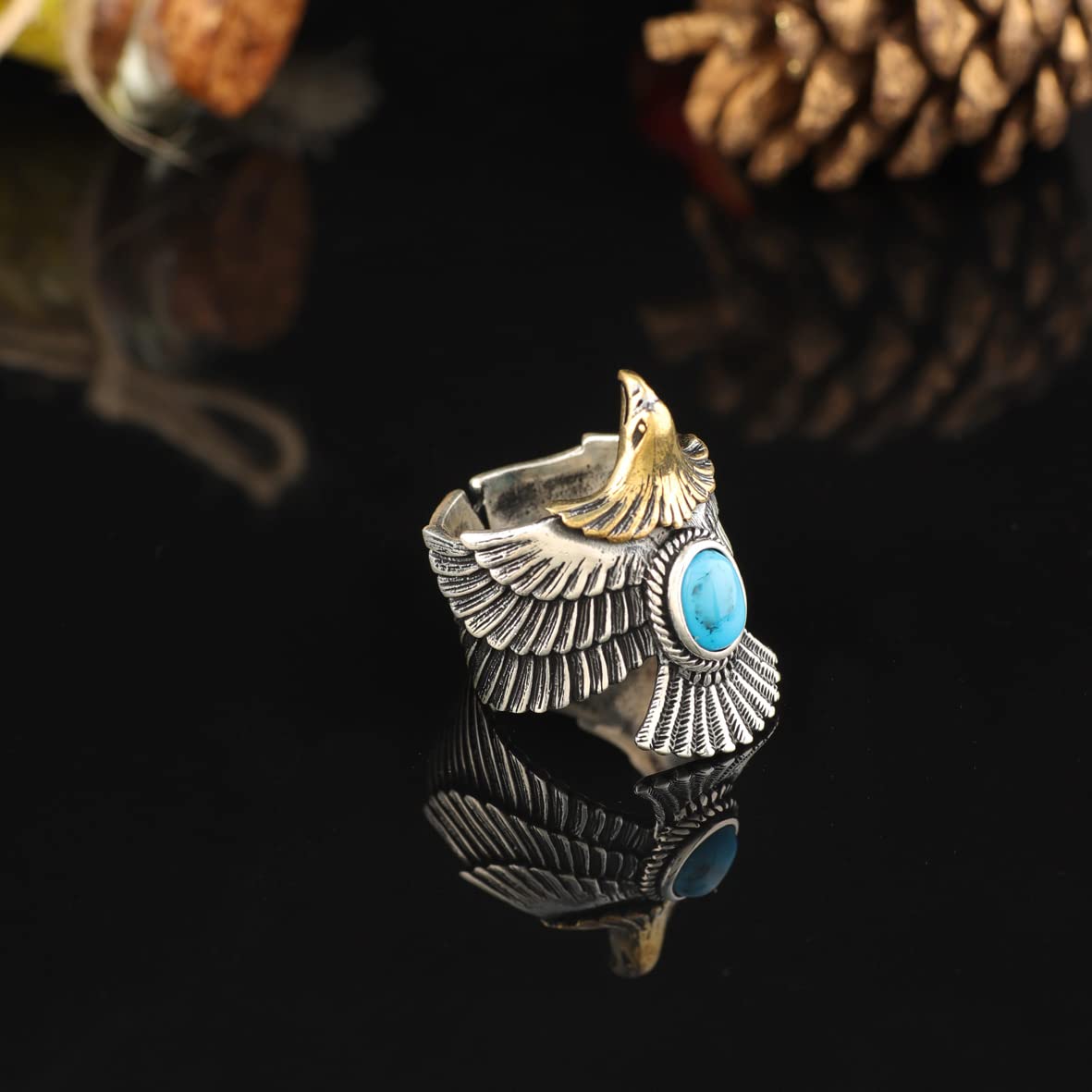 Men Silver Eagle Ring
