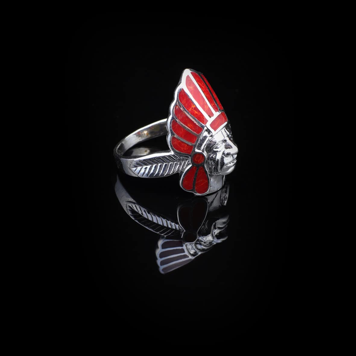American Indian Chief Handmade Silver Men Ring