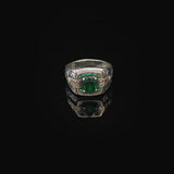 Vintage Emerald Micro Stone Ring - Men's Gemstone Engagement Ring in 925 Sterling Silver - Turkish Handmade Polished Ring with Silver Polishing Cloth Gift — image 3