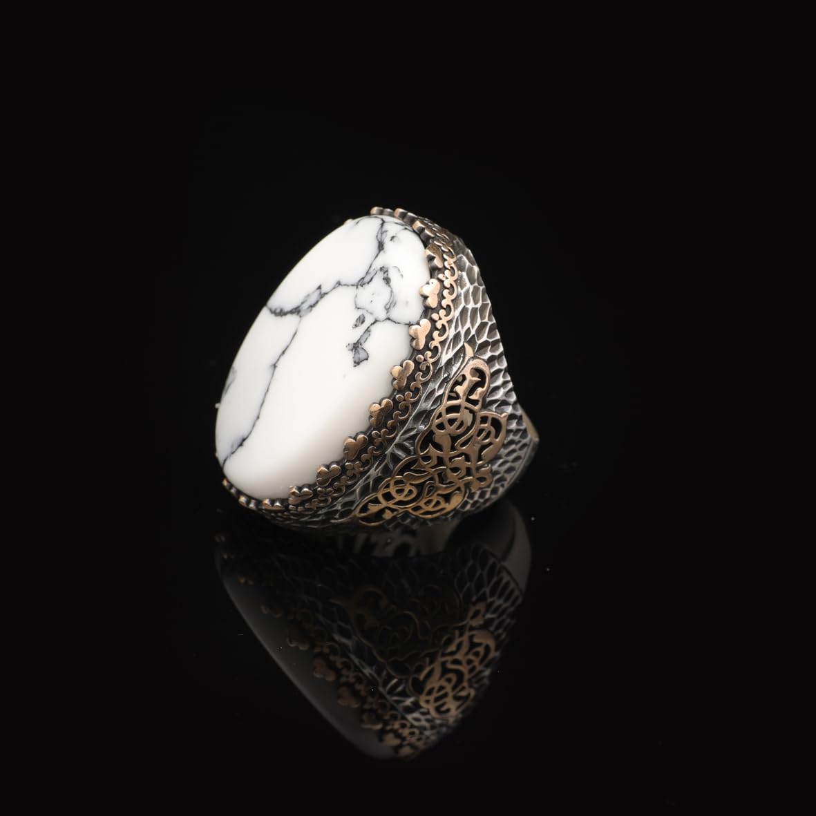 White Turquoise Ring for Men