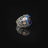 Handmade Vintage Blue Sapphire Ring - Polished 925 Sterling Silver Men's Gemstone Ring — image 4