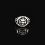 Handmade Vintage Lion Signet Pinky Ring - 925 Sterling Silver Men's Engagement Ring with Micro Jade Gemstone — image 3