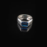 Handmade Aquamarine Gemstone Square Stone Pinky Ring for Men Vintage 925 Sterling Silver — image 3