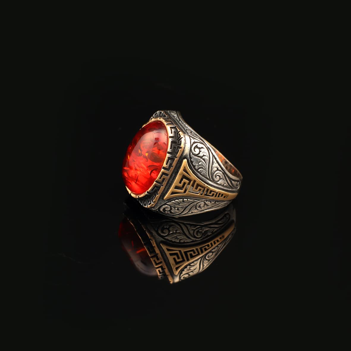Men Handmade Carnelian Stone Ring