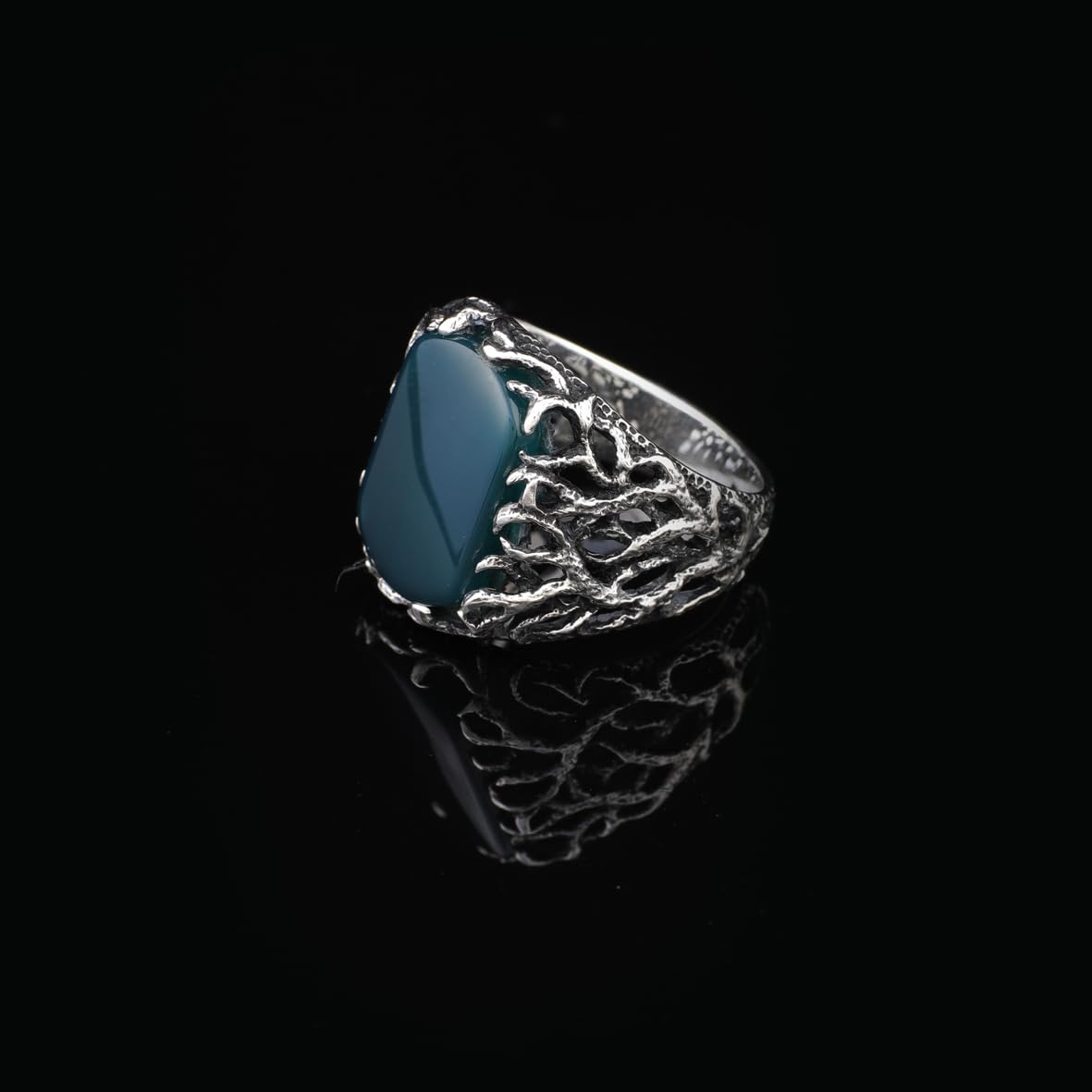 Handmade Jade Ring for Men - 925 Sterling Silver Gemstone Men's Jewelry with Ring and Silver Polishing Cloth Gift