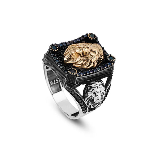 925 Sterling Silver Men's Ring - Handmade Lion Design