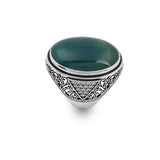 Jade Ring for Men – Chunky Sterling Silver Ring with Micro Sapphire Stone — image 1