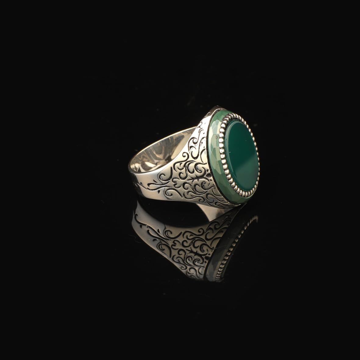 Jade Ring Signet Ring Pinky Ring Ottoman Vintage 925 Sterling Silver Ring Promise Ring for Him Engagement Ring Gemstone Ring Gift for Husband Handmade