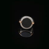 Handmade Onyx Gemstone Round Stone Engagement Ring for Men Vintage 925 Sterling Silver — image 3