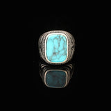 Mens Turquoise Ring Gemstone Ring Ottoman Statement Ring Vintage Ring Sterling Silver Ring Pinky Ring Silver Handmade Signet Ring — image 3