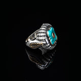 Handmade Malachite and Ruby Knife Ring with Micro Stone Jewelery- Vintage 925 Sterling Silver Rings for Men - Includes Silver Polishing Cloth Gift — image 3