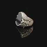 Eagle Ring Onyx Ring Silver Signet Ring Gemstone Ring Ottoman Statement Ring Vintage Ring Sterling Silver Ring Gift for Him — image 5