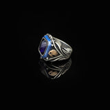 Vintage Blue Tiger Eye Ring with Eagle Design - Handmade 925 Sterling Silver Men's Gemstone Engagement Ring — image 5